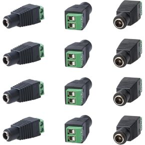Female DC Power Connectors, 12V DC 5.5mm x 2.1mm to Screw Terminal Jack Adapter for LED Strip, CCTV Security Camera Cable Wire Ends Plug (100)