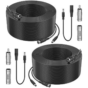 Flashmen 2PK 115Ft Security Camera Cable BNC Cable All-in-One HD Video Power Cable CCTV Cable for DVR Surveillance Camera Monitor TV with BNC to RCA Connector BNC to BNC Connector