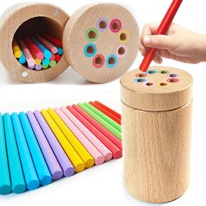 Montessori Toys for 1-3 Year Old Boys Girls, Wooden Learning Color Sorting Toys for Toddlers Fine Motor Skills Sensory Toys for Toddlers 1-3 Sensory Toys Travel Game Birthday for Boys Girls