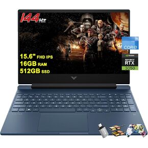 HP Victus 15 Gaming Laptop 15.6" FHD IPS Anti-Glare 144Hz Intel 8-core i5-12450H (Beat i7-11800H) 16GB RAM 512GB SSD GeForce RTX 3050 Backlit B&O Fast Charging Win11 Blue w/ICP Accessory
