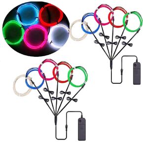 5in1 Electroluminescent Neon Strip Light Wire, Ourbest EL Wire Lights Battery Pack for Party Decoration 3Mode Stay/Slow/Fast Flash(10Pack 3Ft with 2 Battery Boxes Yellow)
