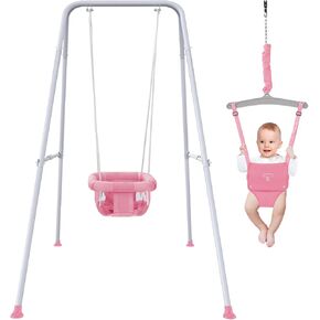 2 in 1 Baby Jumper with Swing, Baby Swing Indoor and Outdoor Use, Baby Jumpers and Bouncers, Toddler Swing with Foldable Stand