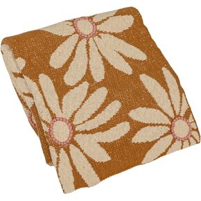 Creative Co-Op Large Cotton Knit Baby Blanket with Flower Prints, Multicolor
