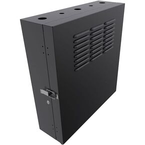 NavePoint 4U Vertical Server Rack Enclosure, Low Profile, 19.6" Deep, Max Weight Capacity 132 lbs - 4U Network Cabinet Vertical Wall Mount, Perforated, Black