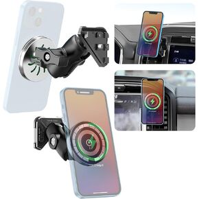 شاحن سيارة لاسلكي مغناطيسي متوافق مع MagSafe لسيارة Ford F-150 2015-2020، Expedition 2018-2021، Super Duty 2017-2021، حامل مغناطيسي للشحن السريع بقدرة 15 وات مناسب لهاتف iPhone 15 14 13 12 in Kuwait