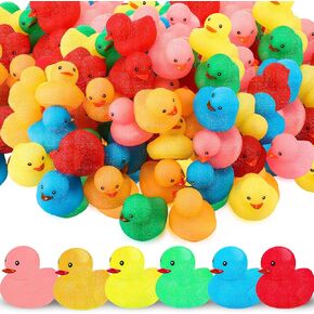 Syhood 120 Pcs Glitter Rubber Ducks 2" Colorful Rubber Duckies Fidget Toy Small Assorted Rubber Ducky for Bath Birthday Gifts Stress Relief Summer Beach and Pool Activity Cruise Decorations