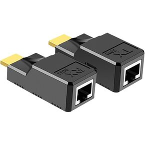 196FT HDMI Extender Over Single Ethernet Cat5e/6 Cable, Support Audio Video UHD 1080P@60Hz, HDMI Male to Male RJ45 Network LAN Extender 60M Converter Repeater, for HDTV, PC, PS3/4, Projector, Monitor