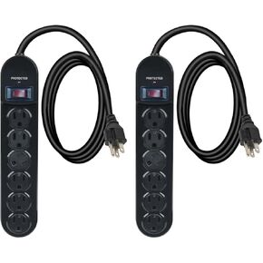 T-Joan Plugs 6-Outlet Surge Protector, 6 Ft Extension Cord, 510 Joules, Power Strip, Straight Plug, Safety cover,Integrated Circuit Breaker,PS-636, UL Listed (white)
