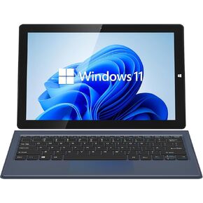 AWOW Windows 11 Home Tablet PC Intel N100 Quad-Core Processor, 12GB DDR5 RAM 256GB Storage, 10.1 Inch 2 in 1 Laptop Touchscreen with Detachable Keyboard, 2.4G+5G WiFi, Bluetooth, USB3.0, HDMI