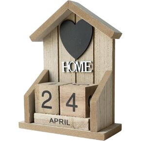 Kihomi Wooden Perpetual Desk Calendar - Rustic Chic Block Design with Month and Date Display, Vintage Farmhouse Desktop Decor for Home Office, Ideal Gift for Teachers, Students, Parents (White) in Kuwait