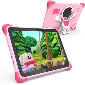 EGOTEK Kids Tablet,10.1 inch Tablet for Kids, Android 13, Octa-core, 8GB RAM 64GB ROM,HD Screen,6~8 hr Battery,WiFi6,Dual Camera,Eyes Protection,iWawa Parental Control, Foldable Stand (Pink)