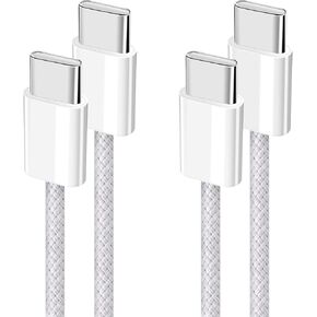 YISH USB C to USB C Cable, 60W PD3.0 USB C Cable Nylon Braided (3.3ft/1m, 2Pack), Type C Fast Charging Cable Compatible with iPhone 15 Pro Max Plus iPad MacBook Samsung 24/23 Switch Google Pixel