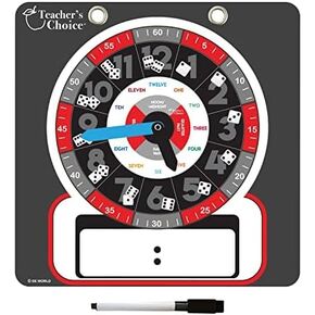 Teacher's Choice Writable Dry Erase Learning Clock | Large 12" Demonstration Teaching Time Practice Clock with Dry Erase Writing Surface | Marker Included | (Blue)