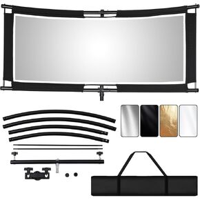 Clamshell Light Reflector/Diffuser with Carrying Case,40"X20" (4 Color in 1) Arclight Curved Eyelighter Lighting Diffuser for Photography Portrait Studio Video Shooting,Black/White/Gold/Silver
