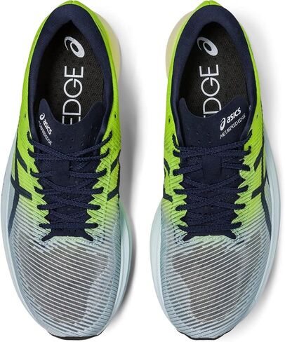 ASICS Unisex METASPEED Edge+ Running Shoes, 11.5, Sky/Hazard Green in Saudi Arabia