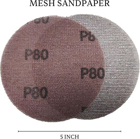30PCS 5 Inch Mesh Sanding Discs Hook and Loop, 80 100 120 180 240 320 Assort Grit Dust Free Mesh Sanding Pads, Abrasive Net Sander Disc Anti-Blocking Mesh Sandpaper for Car, Wood Furniture Floor in Saudi Arabia