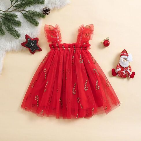 Toddler Christmas Tutu Dress Baby Girl Sleeveless Layered Tulle Dress Little Girl Princess Dresses Christmas Outfit in Saudi Arabia