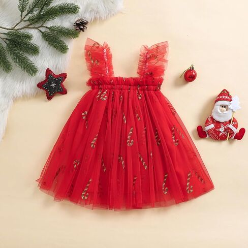 Toddler Christmas Tutu Dress Baby Girl Sleeveless Layered Tulle Dress Little Girl Princess Dresses Christmas Outfit in Saudi Arabia