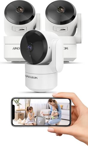 WiFi Security Camera for Home Surveillance, 2 Pack Pet Camera with Phone App,Pan Tilt Motion Track,Privacy Mode, Night Vision,Micro SD Card/Cloud Storage, Work with Google Assistant/Alexa (White) in Saudi Arabia