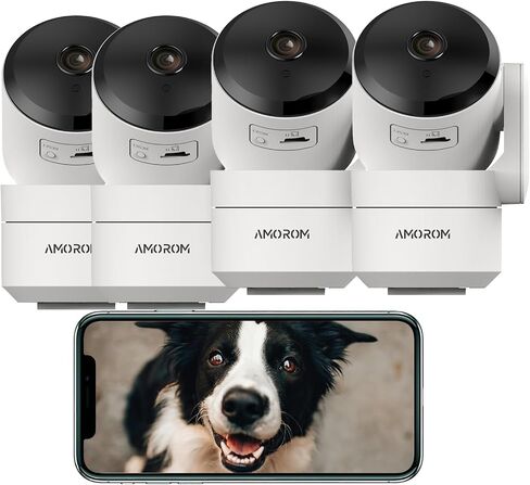 WiFi Security Camera for Home Surveillance, 2 Pack Pet Camera with Phone App,Pan Tilt Motion Track,Privacy Mode, Night Vision,Micro SD Card/Cloud Storage, Work with Google Assistant/Alexa (White) in Saudi Arabia