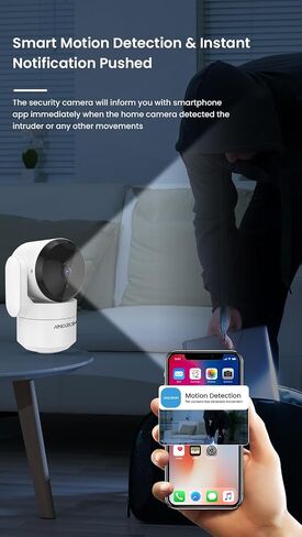 WiFi Security Camera for Home Surveillance, 2 Pack Pet Camera with Phone App,Pan Tilt Motion Track,Privacy Mode, Night Vision,Micro SD Card/Cloud Storage, Work with Google Assistant/Alexa (White) in Saudi Arabia