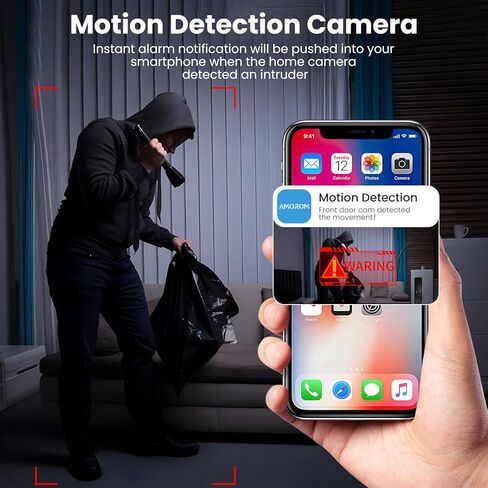WiFi Security Camera for Home Surveillance, 2 Pack Pet Camera with Phone App,Pan Tilt Motion Track,Privacy Mode, Night Vision,Micro SD Card/Cloud Storage, Work with Google Assistant/Alexa (White) in Saudi Arabia