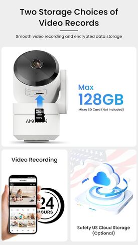 WiFi Security Camera for Home Surveillance, 2 Pack Pet Camera with Phone App,Pan Tilt Motion Track,Privacy Mode, Night Vision,Micro SD Card/Cloud Storage, Work with Google Assistant/Alexa (White) in Saudi Arabia
