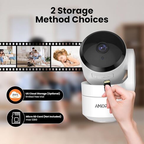WiFi Security Camera for Home Surveillance, 2 Pack Pet Camera with Phone App,Pan Tilt Motion Track,Privacy Mode, Night Vision,Micro SD Card/Cloud Storage, Work with Google Assistant/Alexa (White) in Saudi Arabia