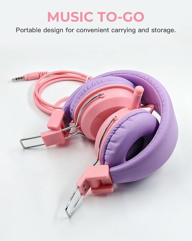 On Ear Headphones with Clear Talking Microphone, Comfortable & Foldable Stereo Bass Headphones, 3.5mm Jack Compatible with Cellphones Computer Tablet (Pink) in Saudi Arabia
