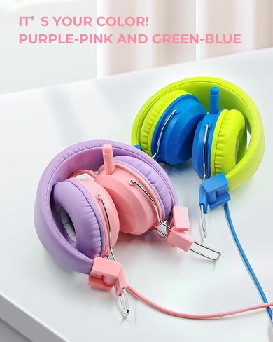 On Ear Headphones with Clear Talking Microphone, Comfortable & Foldable Stereo Bass Headphones, 3.5mm Jack Compatible with Cellphones Computer Tablet (Pink) in Saudi Arabia
