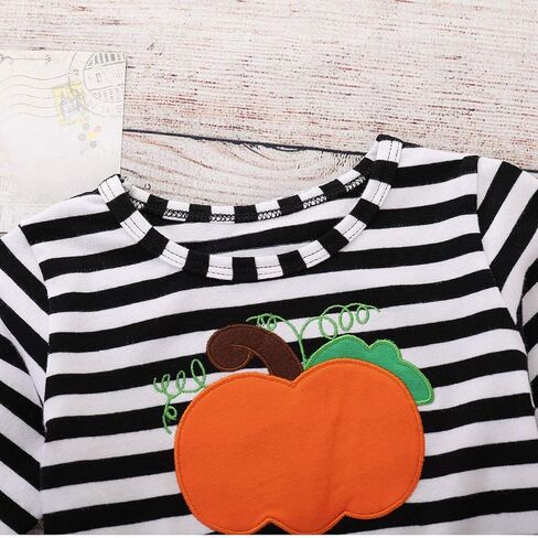 Toddler Kids Baby Girls Halloween Striped Dress Pumpkin Print Long Sleeve Tulle Princess Party Dress Tutu Skirts+ Headband in Saudi Arabia