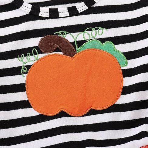 Toddler Kids Baby Girls Halloween Striped Dress Pumpkin Print Long Sleeve Tulle Princess Party Dress Tutu Skirts+ Headband in Saudi Arabia