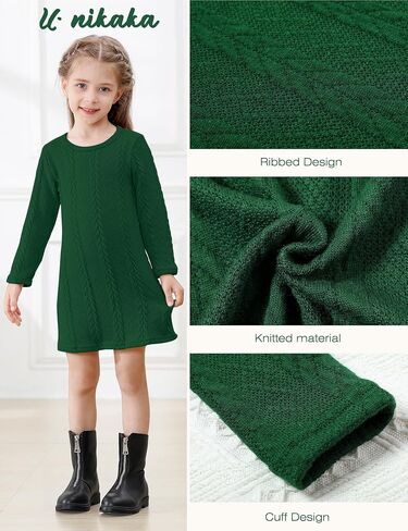 U·nikaka Toddler Baby Girl Dress Long Sleeve Dress Girls Knit Sweater Dress Fall Winter A-Line Pullover Casual Toddler Dress in Kuwait