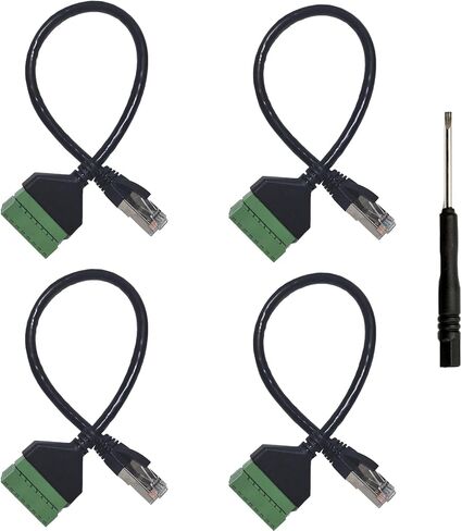 4PCS 1ft/0.3m RJ45 Female Plug to 8 Pin Screw Terminal Connector for Cat7 Cat6 Cat5e Cat5 Ethernet Extender,AV CCTV UTP DVR Network Adapter Extension Cord in Saudi Arabia