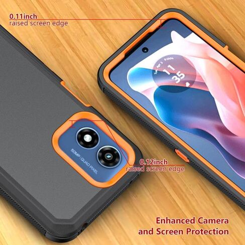 Phone Case for Moto G Play 2024 Case,Heavy Duty Hard Shockproof Armor Protector Case Cover with Belt Clip Holster for Moto G Play 2024 Phone Case (Black+Orange) in Kuwait