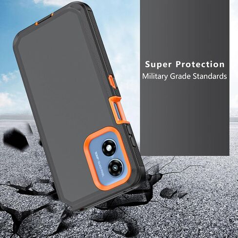 Phone Case for Moto G Play 2024 Case,Heavy Duty Hard Shockproof Armor Protector Case Cover with Belt Clip Holster for Moto G Play 2024 Phone Case (Black+Orange) in Kuwait