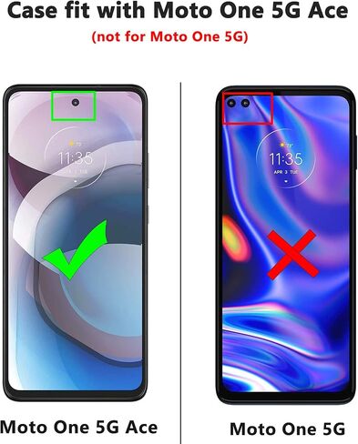 متوافق مع حافظة Moto One 5G Ace مع واقي الشاشة، غطاء هاتف مزود بمسند شديد التحمل ومشبك حزام وغطاء حماية مضاد للصدمات لهاتف Motorola Moto One 5G Ace برتقالي in Kuwait