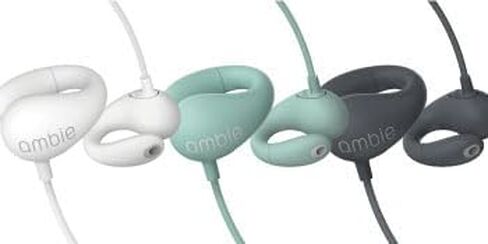 ambie Sound Earcuffs - Open Ear Earbuds Wired Ear Clip 3.5mm Headphones with Built-in Microphone & Easy Volume Control | Clip-on Ear Cuff Style Headset | Lightweight Silicone, Black in Saudi Arabia