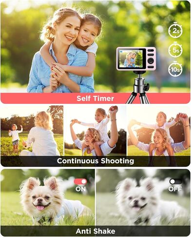 Digital Camera with 128GB SD Card Autofocus 48MP 2.7K Cameras for Photography 16X Digital Zoom Anti Shake 2 Batteries Kids Camera for Beginner Boys Girls Teens Gift-Black in Saudi Arabia