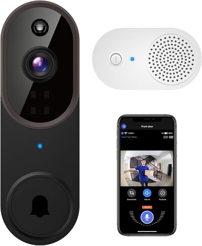 1080P Wireless Video Doorbell Camera with Chime, AI Human Detection, Cloud Storage, Two-Way Audio, 2.4GHz Wi-Fi Support, Real-Time Alerts, Easy Installation, Night Vision (Brown) in Saudi Arabia