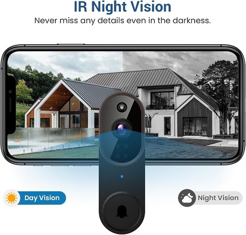 1080P Wireless Video Doorbell Camera with Chime, AI Human Detection, Cloud Storage, Two-Way Audio, 2.4GHz Wi-Fi Support, Real-Time Alerts, Easy Installation, Night Vision (Brown) in Saudi Arabia