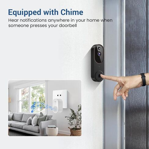 1080P Wireless Video Doorbell Camera with Chime, AI Human Detection, Cloud Storage, Two-Way Audio, 2.4GHz Wi-Fi Support, Real-Time Alerts, Easy Installation, Night Vision (Brown) in Saudi Arabia