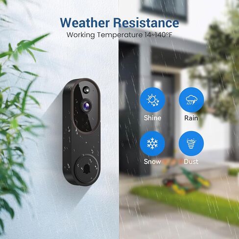 1080P Wireless Video Doorbell Camera with Chime, AI Human Detection, Cloud Storage, Two-Way Audio, 2.4GHz Wi-Fi Support, Real-Time Alerts, Easy Installation, Night Vision (Brown) in Saudi Arabia