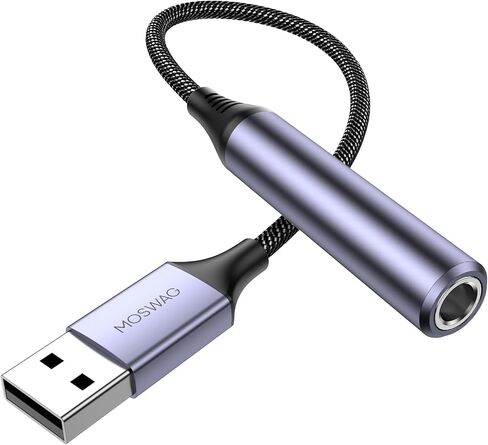 محول صوت MOSWAG USB إلى 1/4 جاك، محول USB إلى 6.35 مم أنثى لسماعات الرأس مع بطاقة صوت خارجية USB متوافقة مع الكمبيوتر المحمول والكمبيوتر الشخصي ومكبر الصوت ومكبر الصوت وسماعات رأس 6.35 مم in Kuwait