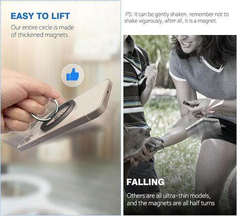 حلقة هاتف مغناطيسية، حامل حامل حلقة هاتف الإصبع، مقبض حلقة مغناطيسية لهواتف iPhone، Android، ملحقات Mag الآمنة. (طلاء النيكل الأسود) in Kuwait
