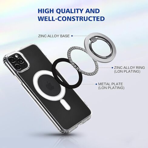 حلقة هاتف مغناطيسية، حامل حامل حلقة هاتف الإصبع، مقبض حلقة مغناطيسية لهواتف iPhone، Android، ملحقات Mag الآمنة. (طلاء النيكل الأسود) in Kuwait