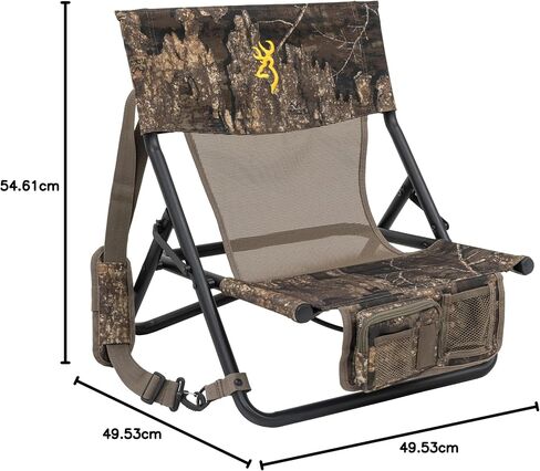 Browning Low-Profile Woodland Hunting Chair with Flat-Folding Design, Durable Steel Frame, Hanging Call Organizer Pocket, and Padded Shoulder Carry Strap in Saudi Arabia