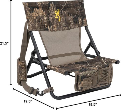 Browning Low-Profile Woodland Hunting Chair with Flat-Folding Design, Durable Steel Frame, Hanging Call Organizer Pocket, and Padded Shoulder Carry Strap in Saudi Arabia
