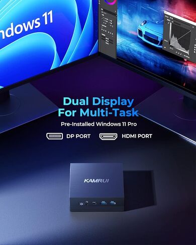 KAMRUI Mini PC، AMD Ryzen 5 5500U (6C/12T، حتى 4.0 جيجاهرتز)، برج كمبيوتر صغير مع قناة مزدوجة 16 جيجابايت DDR4 512 جيجابايت SSD، أجهزة كمبيوتر سطح المكتب الصغيرة 4K شاشة ثلاثية، BT4.2/WiFi 5/Dual LAN in Kuwait