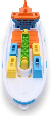 Toyland® 41cm (16") Colourful Cargo Ship with Moveable Doors, Crane & 6 Plastic Containers - Kids Floating Water Toy - Pool & Bathtime Toys - 3 Years+ in Saudi Arabia